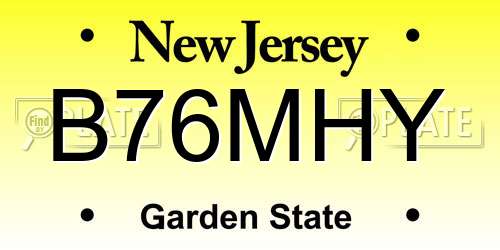 B76MHY New Jersey License Plate