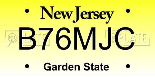 B76MJC New Jersey License Plate