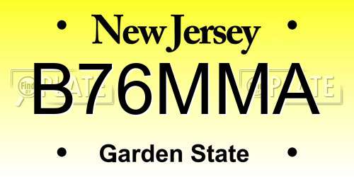 B76MMA New Jersey License Plate