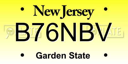 B76NBV New Jersey License Plate