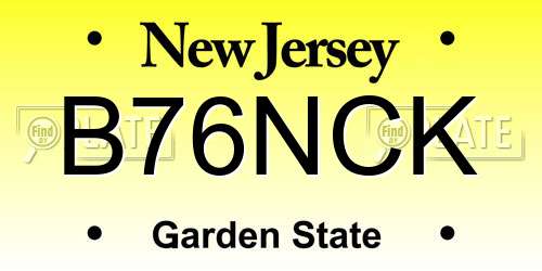 B76NCK New Jersey License Plate