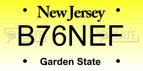 B76NEF New Jersey License Plate