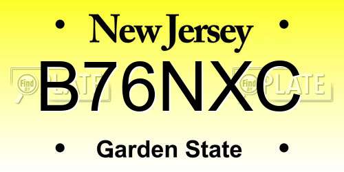 B76NXC New Jersey License Plate