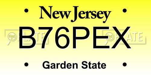 B76PEX New Jersey License Plate