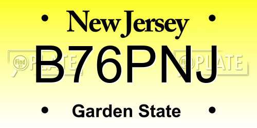 B76PNJ New Jersey License Plate