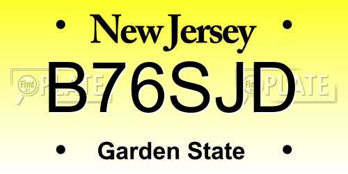 B76SJD New Jersey License Plate