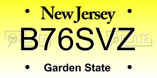 B76SVZ New Jersey License Plate