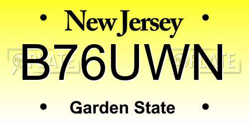 B76UWN New Jersey License Plate