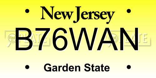 B76WAN New Jersey License Plate