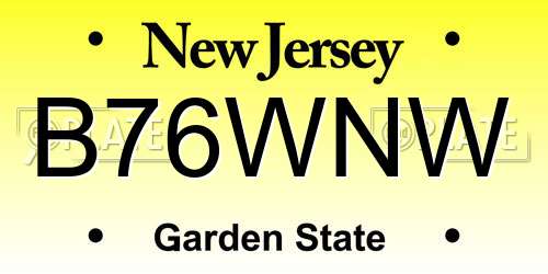 B76WNW New Jersey License Plate