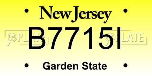B7715I New Jersey License Plate