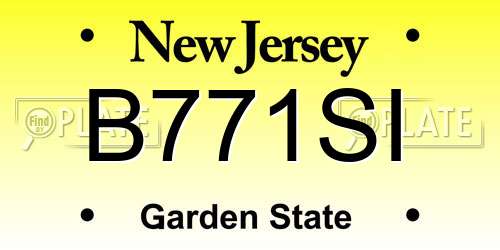 B771SI New Jersey License Plate