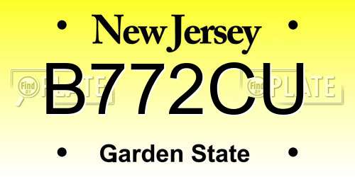 B772CU New Jersey License Plate
