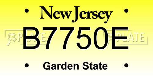 B7750E New Jersey License Plate
