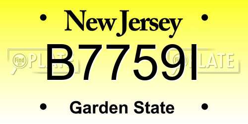 B7759I New Jersey License Plate