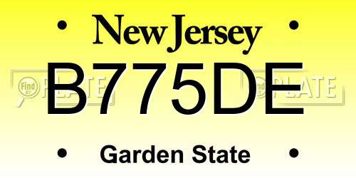 B775DE New Jersey License Plate