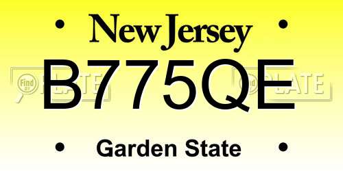 B775QE New Jersey License Plate