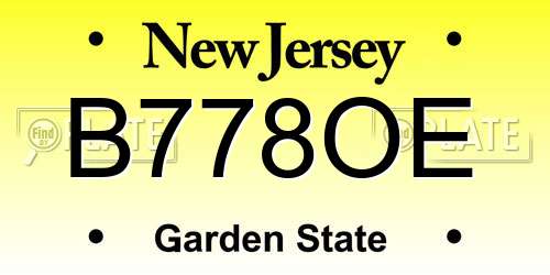 B778OE New Jersey License Plate