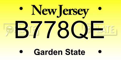 B778QE New Jersey License Plate
