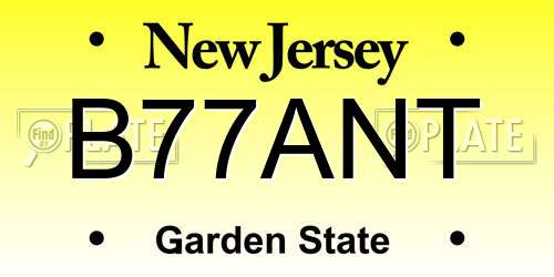 B77ANT New Jersey License Plate