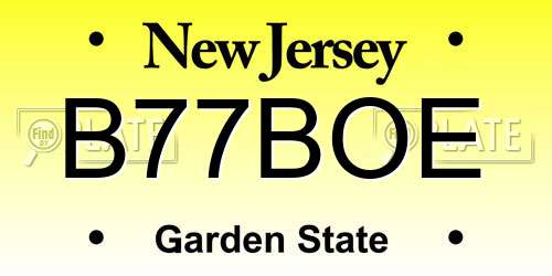 B77BOE New Jersey License Plate