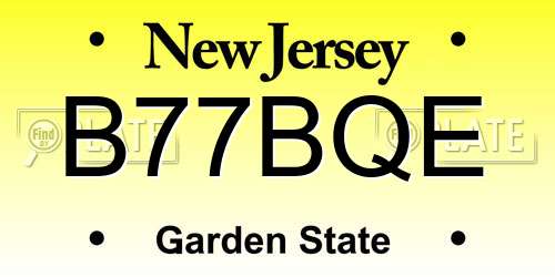 B77BQE New Jersey License Plate