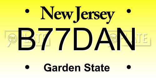 B77DAN New Jersey License Plate
