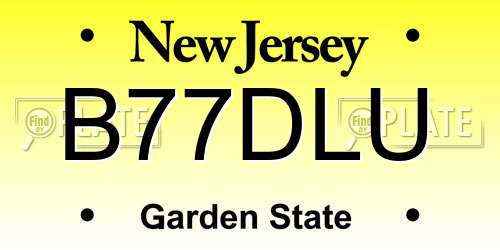 B77DLU New Jersey License Plate
