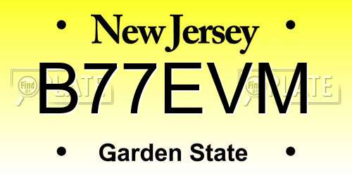 B77EVM New Jersey License Plate
