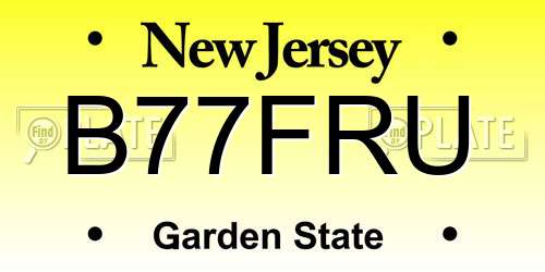 B77FRU New Jersey License Plate