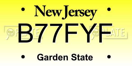 B77FYF New Jersey License Plate