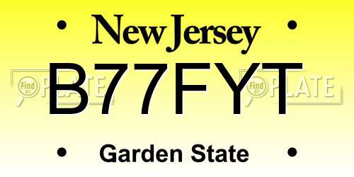 B77FYT New Jersey License Plate