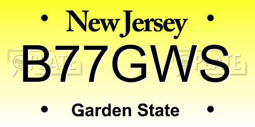 B77GWS New Jersey License Plate