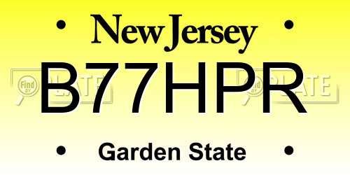 B77HPR New Jersey License Plate