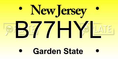 B77HYL New Jersey License Plate