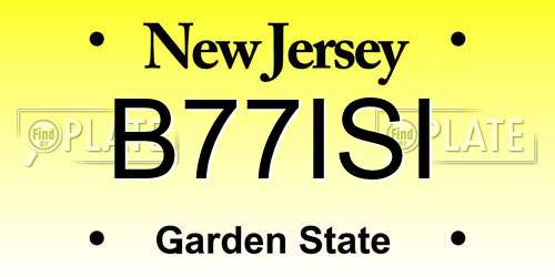 B77ISI New Jersey License Plate