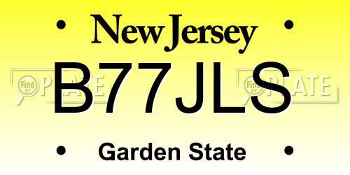 B77JLS New Jersey License Plate