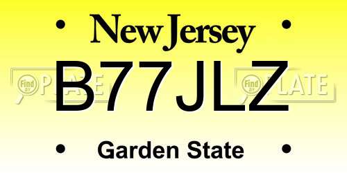 B77JLZ New Jersey License Plate