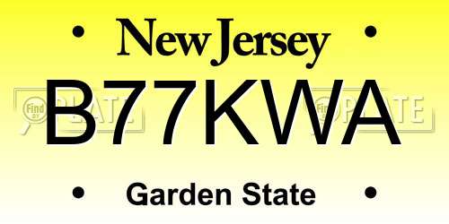 B77KWA New Jersey License Plate