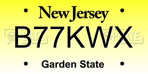 B77KWX New Jersey License Plate