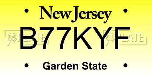 B77KYF New Jersey License Plate