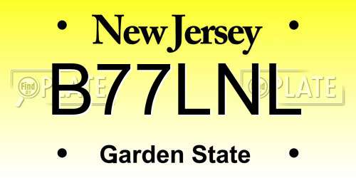 B77LNL New Jersey License Plate