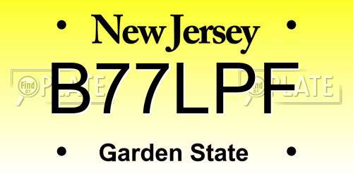 B77LPF New Jersey License Plate