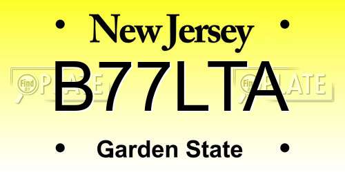 B77LTA New Jersey License Plate