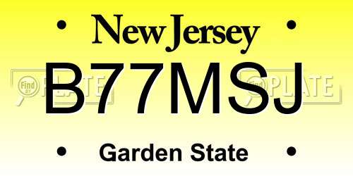 B77MSJ New Jersey License Plate