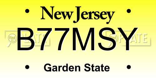 B77MSY New Jersey License Plate