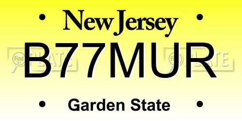 B77MUR New Jersey License Plate