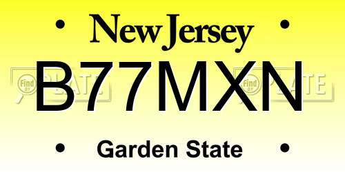 B77MXN New Jersey License Plate