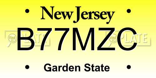 B77MZC New Jersey License Plate