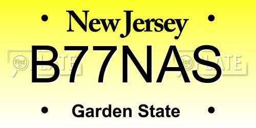 B77NAS New Jersey License Plate